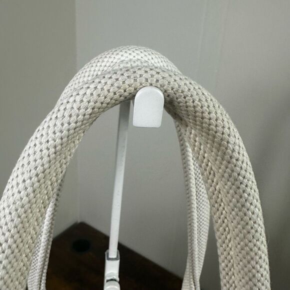 Jimmy Choo Pegasi Large Canvas Tote Bag Off White Neutral Star Studded - Picture 9 of 16